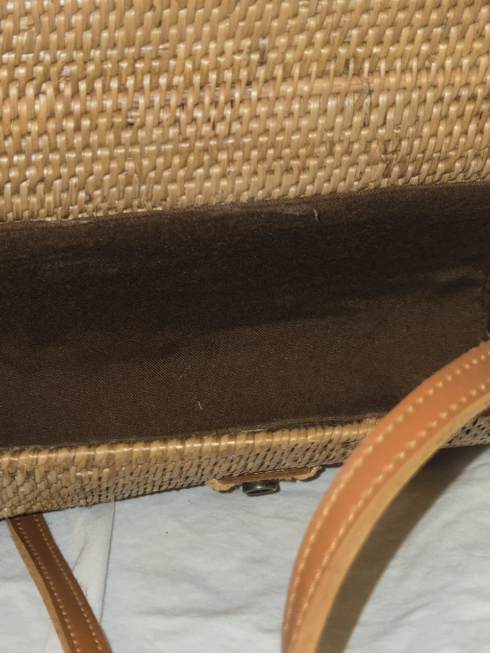 Handwoven Rattan Straw Crossbody Bag Bali Ata Grass Leather Strap Boho Purse
